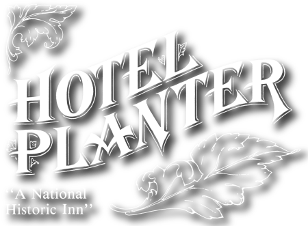 A black and white logo for hotel planter a national historic inn