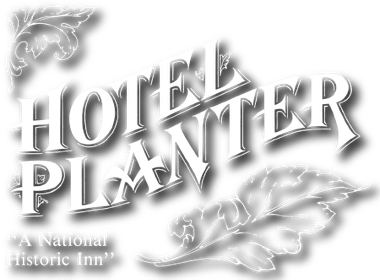 A black and white logo for hotel planter a national historic inn