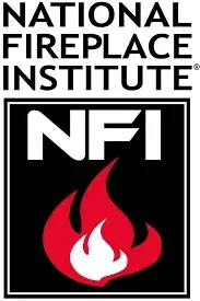 a logo for the national fireplace institute with a red flame .