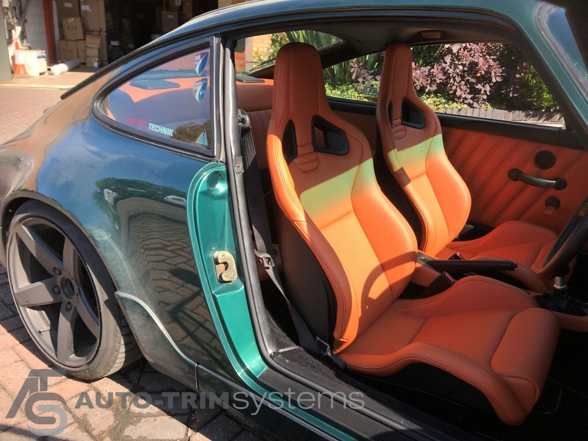 Porsche 964 with custom tan leather RECARO Sportster CS seats