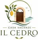 Logo per Casa Vacanze Il Cedro con un cerchio verde, un portale, un ramo di limone e dettagli marini.