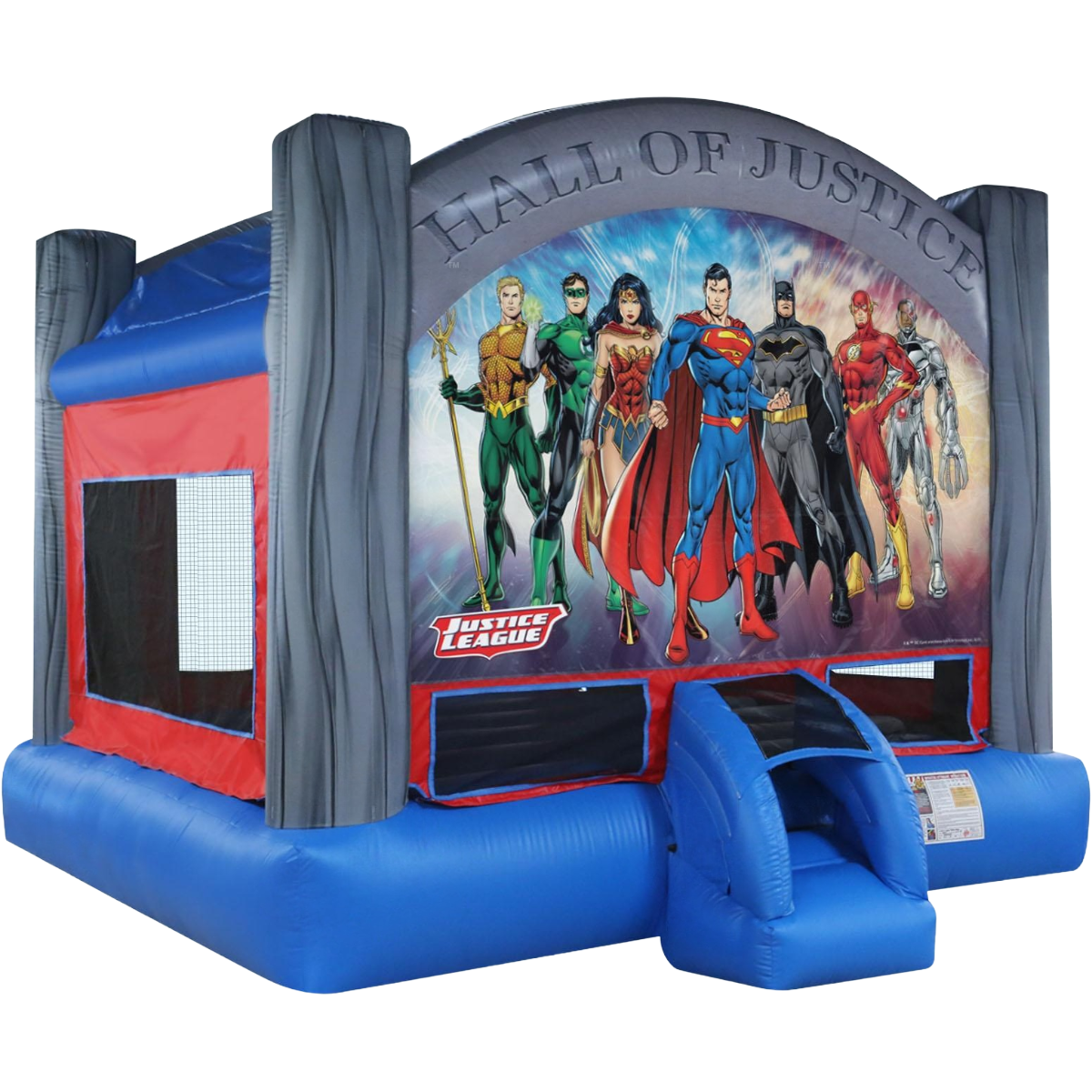 Justice League Inflatable Bounce House: Superman, Batman, Wonder Woman, Aquaman, The Flash, Green Lantern, Martian Manhunter