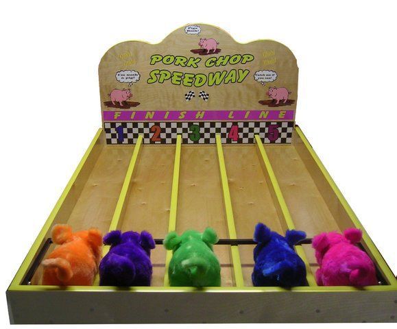 A game called pork chop speedway is being played