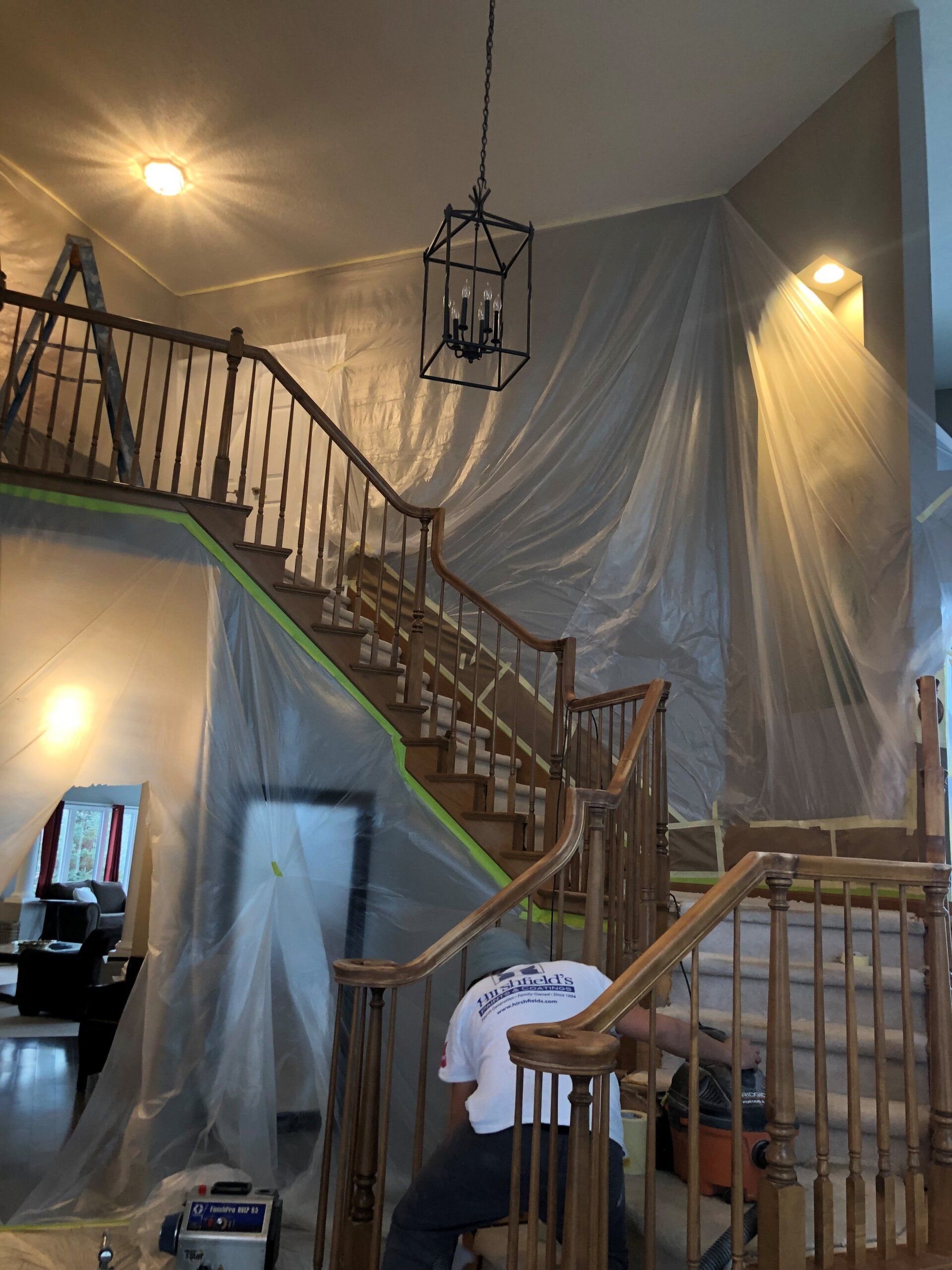In Progress Railings of Stairs — Lakeville, MN — T.K. Painting & Decorating, LLC