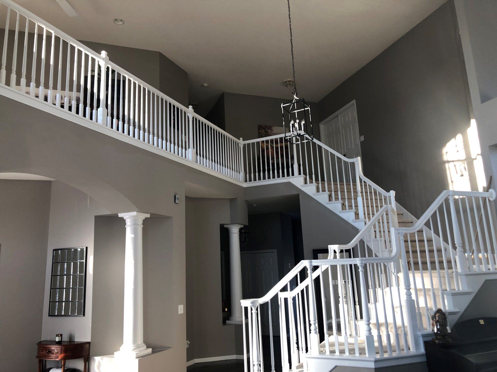 Beautiful White Railings of Stairs — Lakeville, MN — T.K. Painting & Decorating, LLC