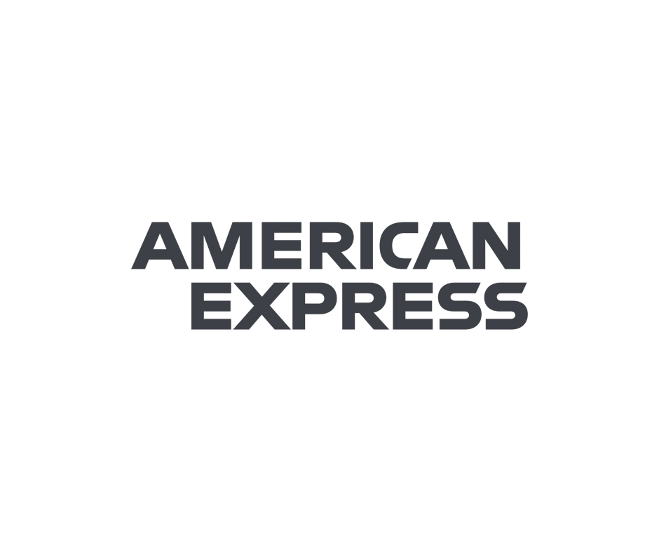 American Express logo in dark gray text on white background.