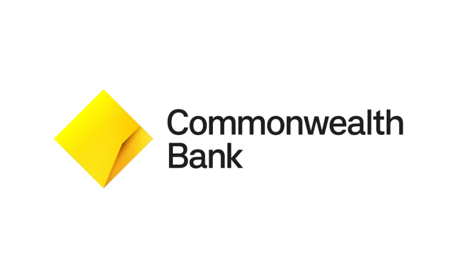 Commonwealth Bank logo: yellow diamond, black text on white background.