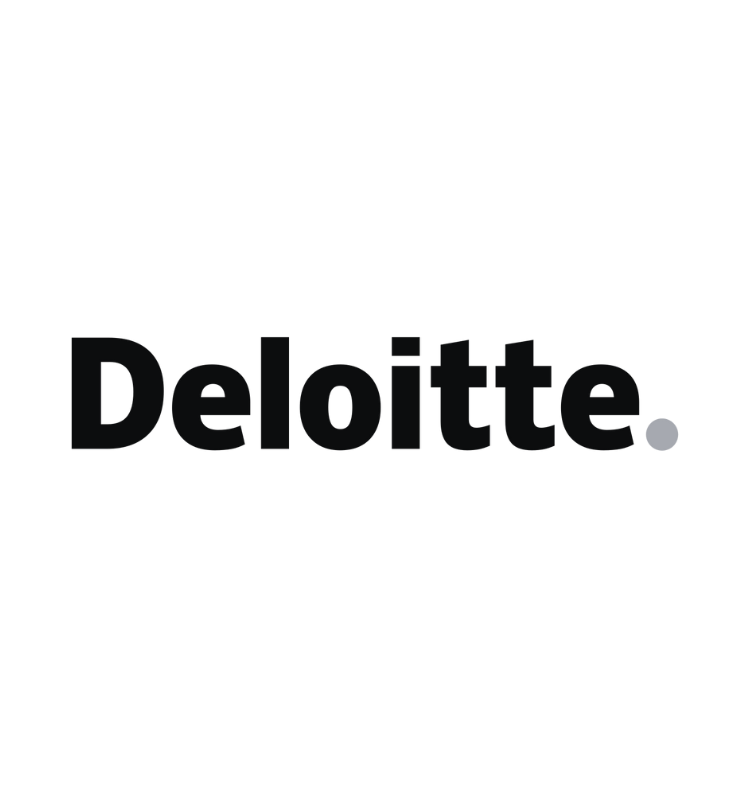 Deloitte logo, black text on white background with a small gray period.