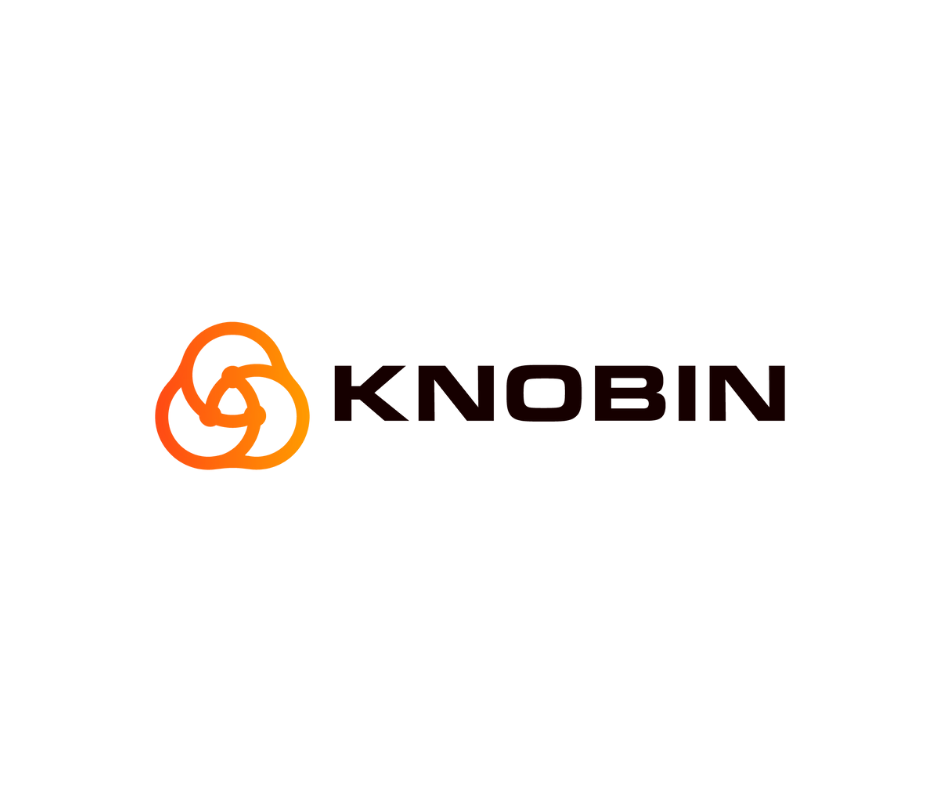 Knobin logo: abstract orange interlocking shapes next to the word