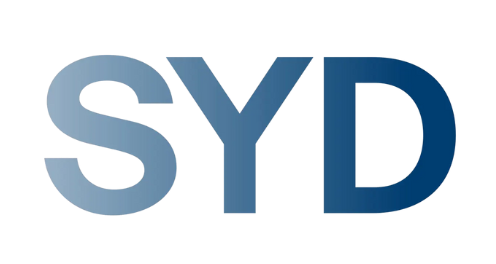 SYD in gradient blue letters.