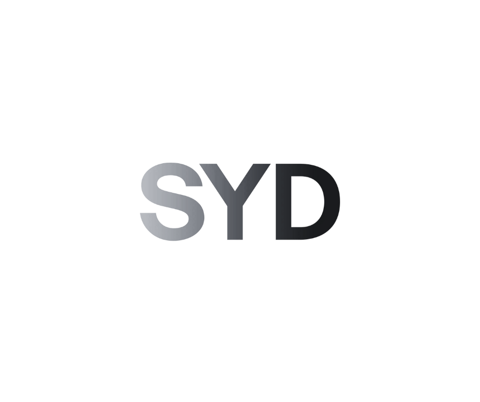 SYD text with a gradient effect.