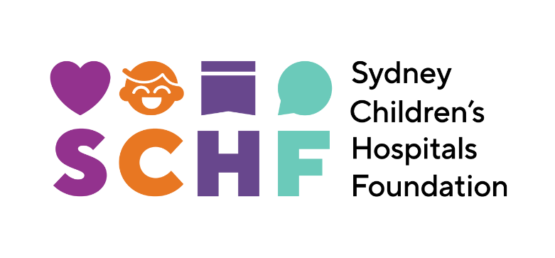 Logo for Sydney Children's Hospitals Foundation with colorful icons and text.