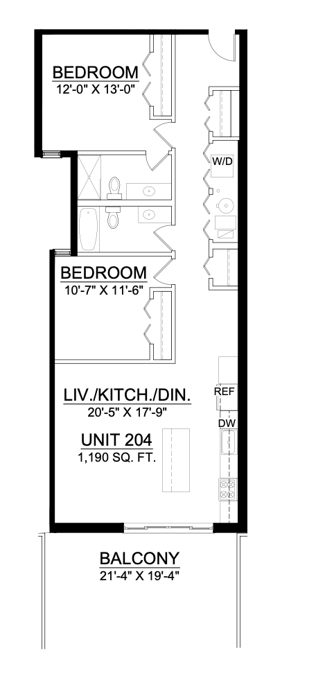 a black and white floor plan of a bedroom , living room , and balcony .