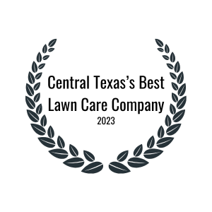 A logo for central texas 's best lawn care company.