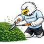 Mascot using grass shear