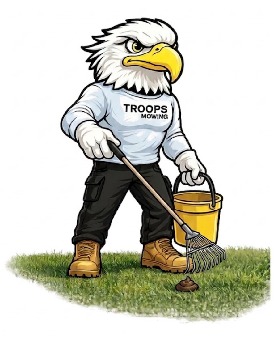 Mascot removing pet waste