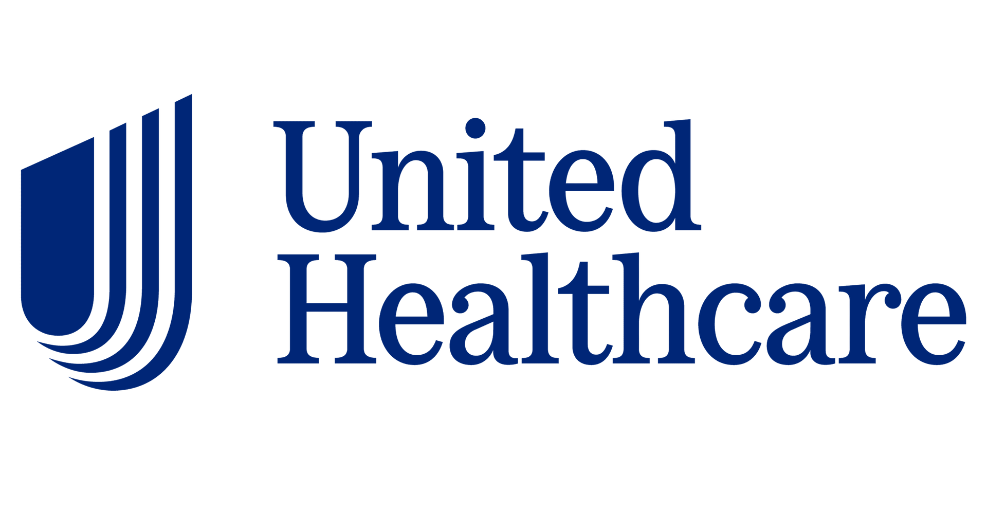 The logo for united healthcare is blue and white and has a shield on it.