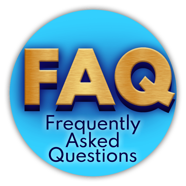 A faq frequently asked questions logo on a blue background