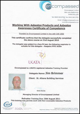 Environmental Clearing - Barnet - St Albans Building Services - certificate