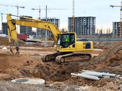 Excavator on the construction site — Gordonsville, TN — Crockett-Phillips Construction Inc.