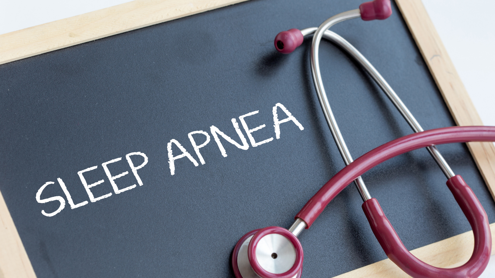 A blackboard with a stethoscope on it that says sleep apnea