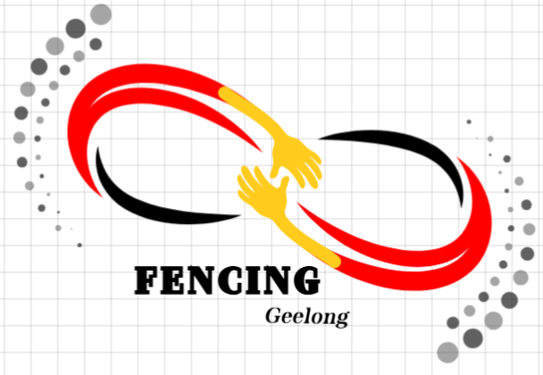 Green logo: Black fencing silhouette, white 