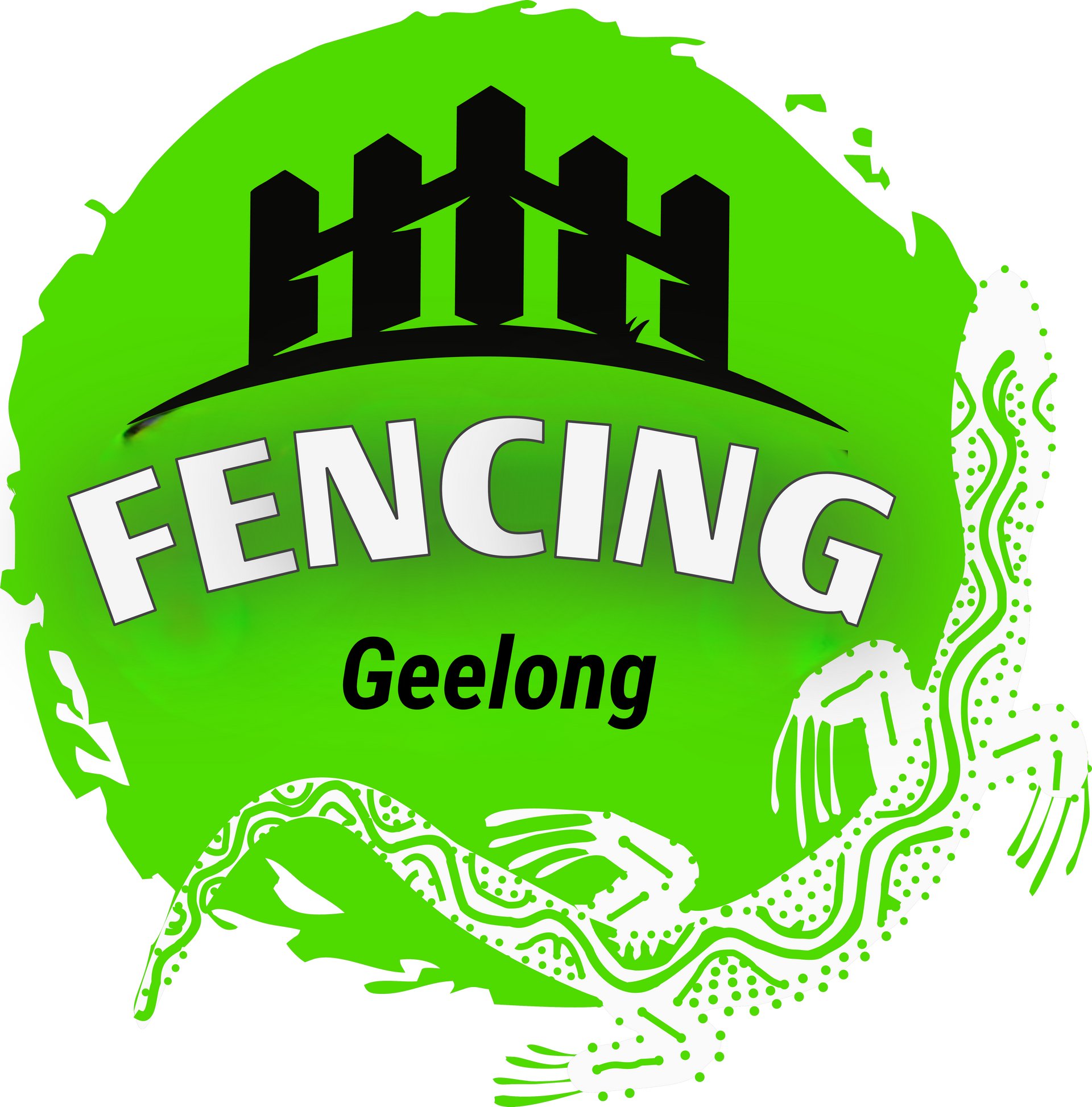 Green logo: Black fencing silhouette, white 