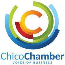 Chico Chamber of Commerce in bold letters with a unique design.
