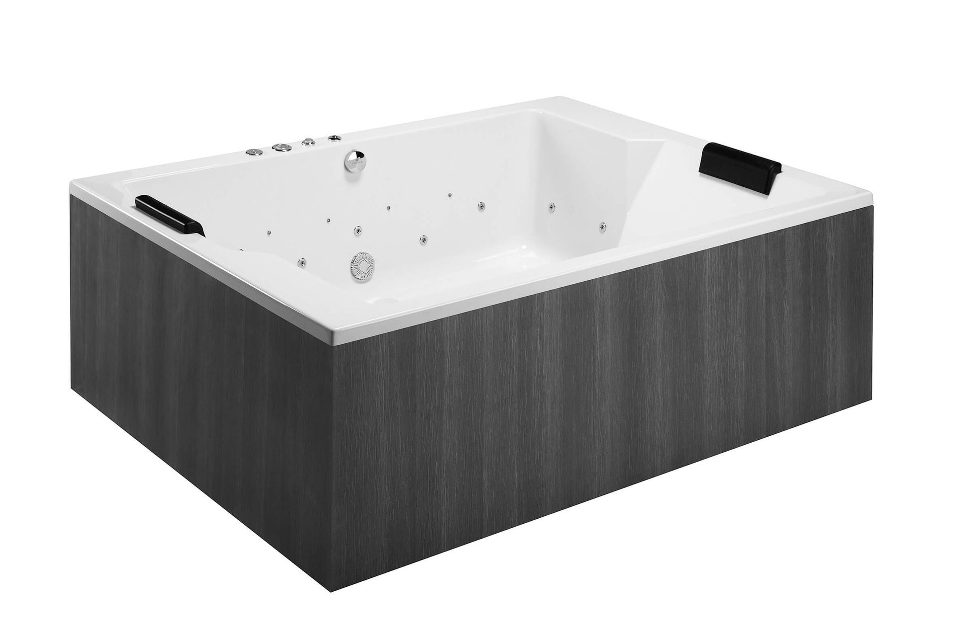 Baignoire Biscarosse en îlot avec habillage bois