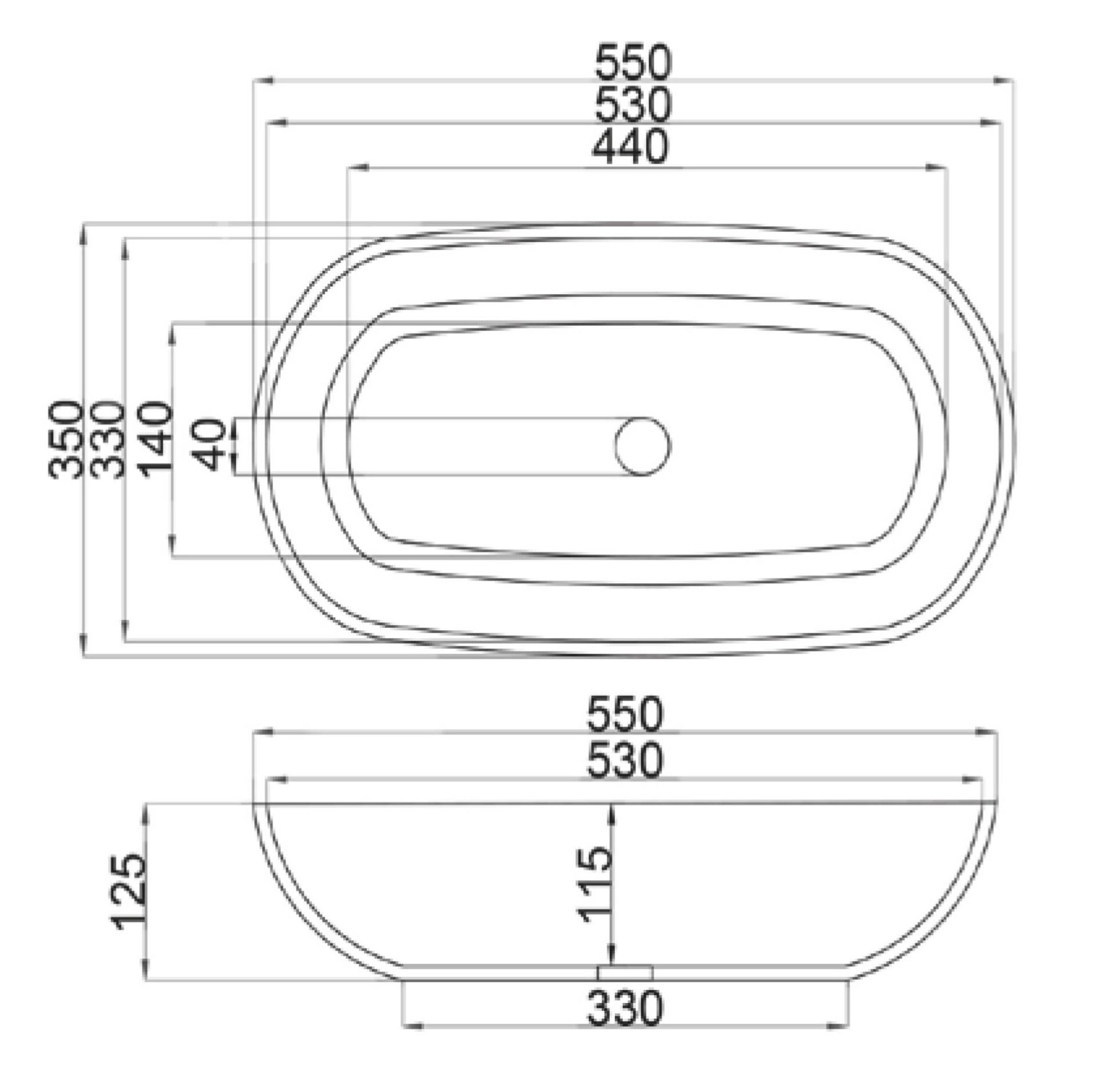 Schéma Vasque en résine à poser Amourette