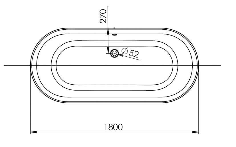 Schéma baignoire ovale 180X80 à encastrer