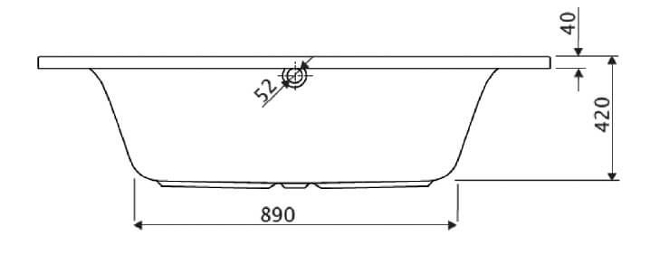 Vue de coupe de la baignoire Erié