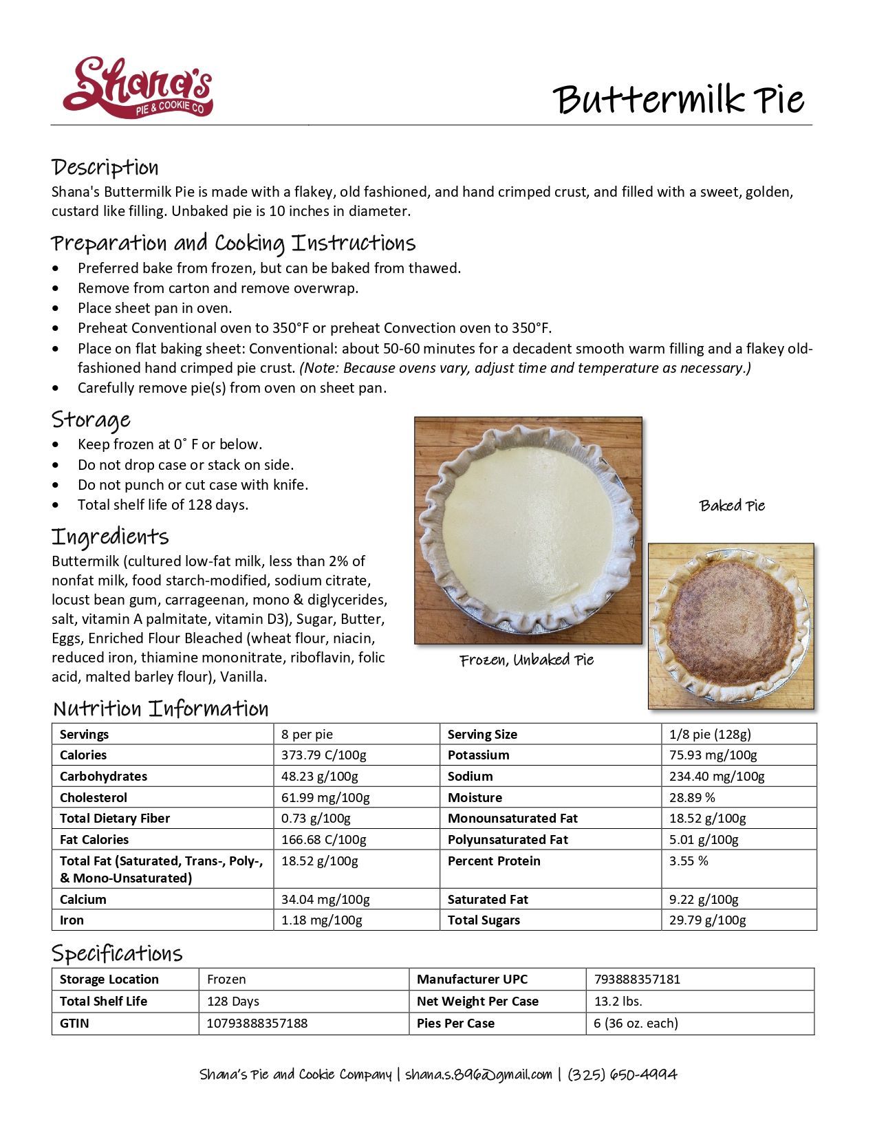 Buttermilk Pie Description