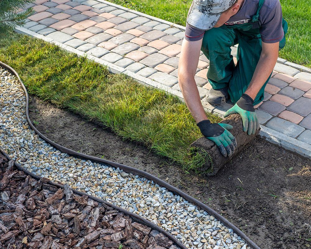 Worker Installating Grass