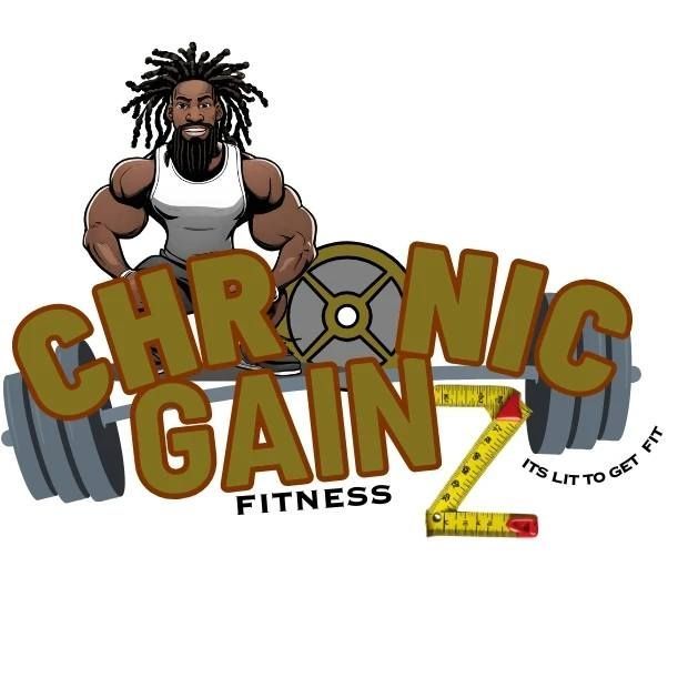 Logo: Muscular person with dreadlocks, holding barbell, 