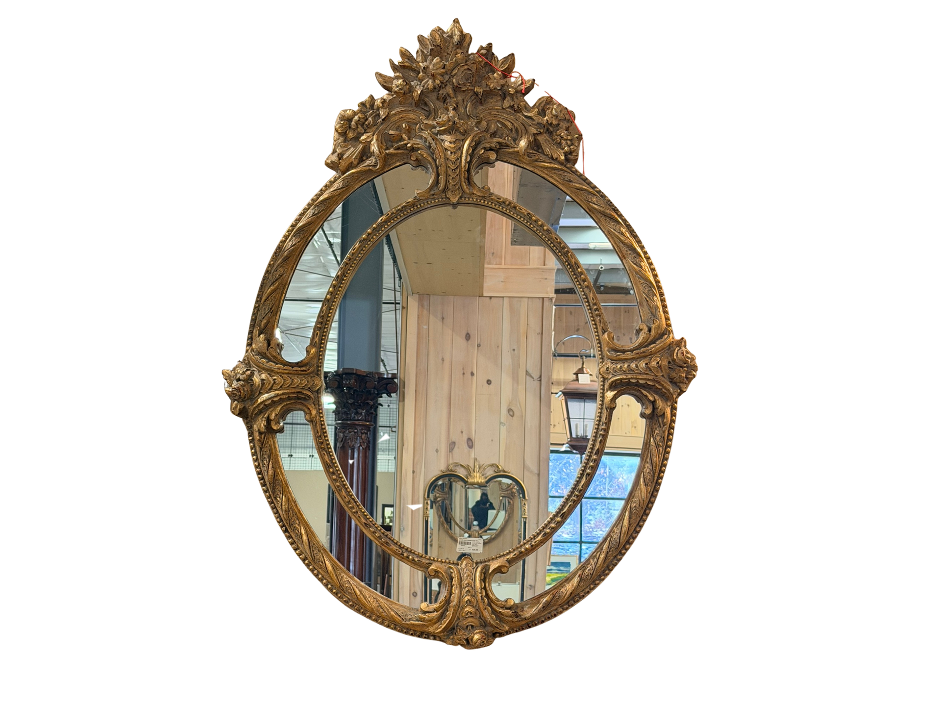 Vintage Ornate Gold Framed Oval Wall Mirror