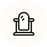 Mirror icon with a rounded rectangular frame.