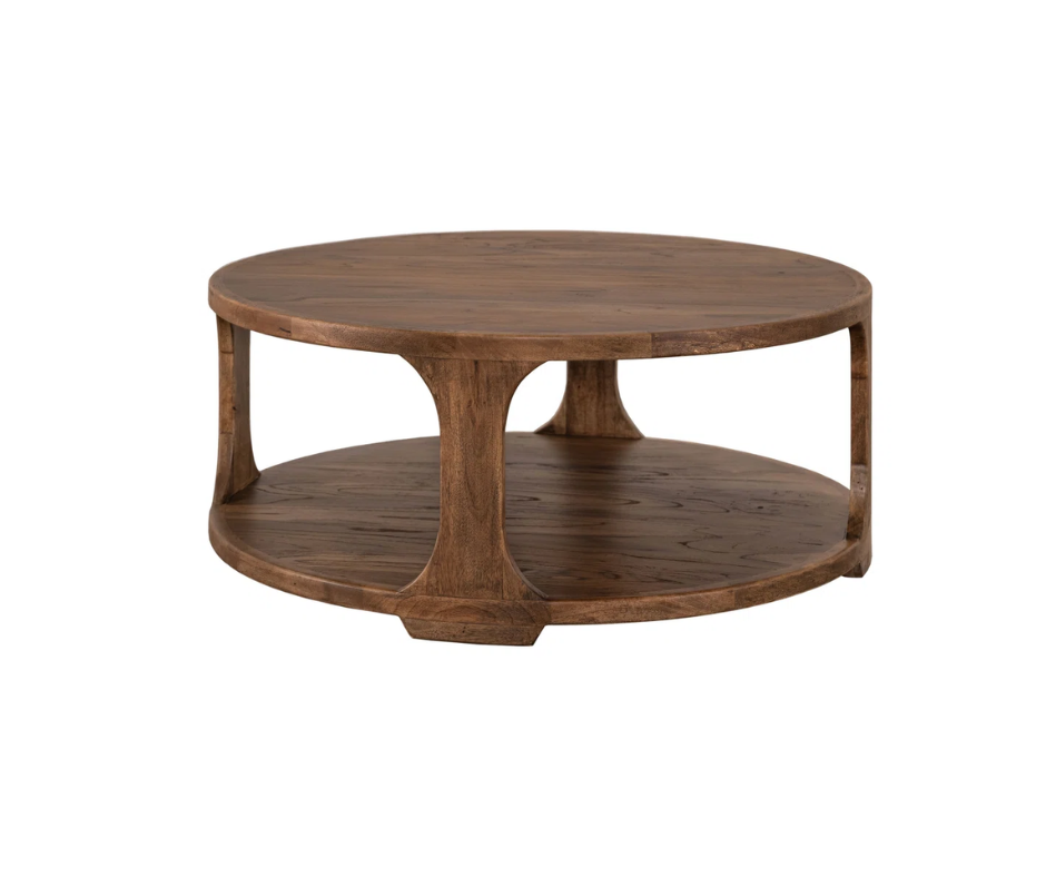 Mango and Teak Round One Shelf Cocktail Table - New