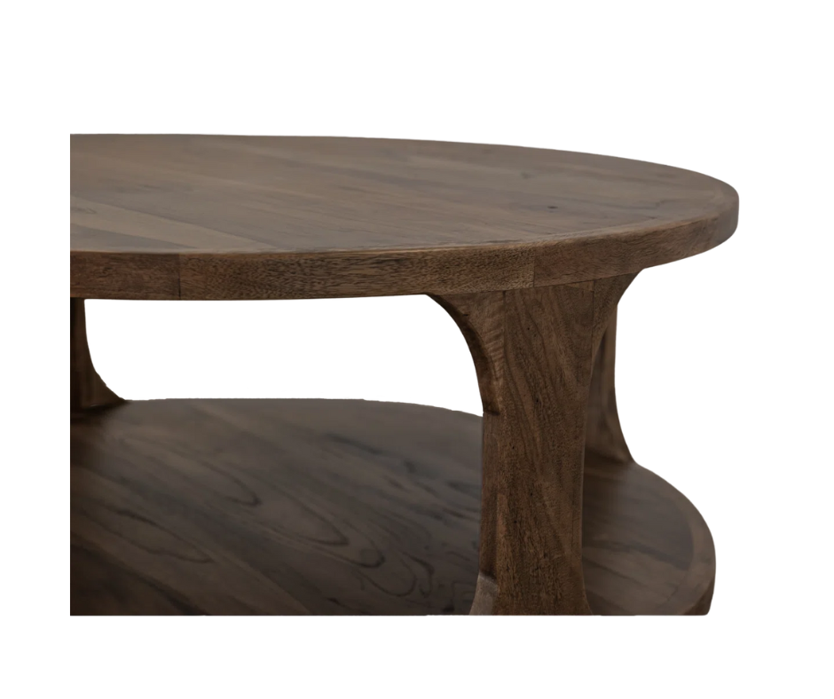Mango and Teak Round One Shelf Cocktail Table - New