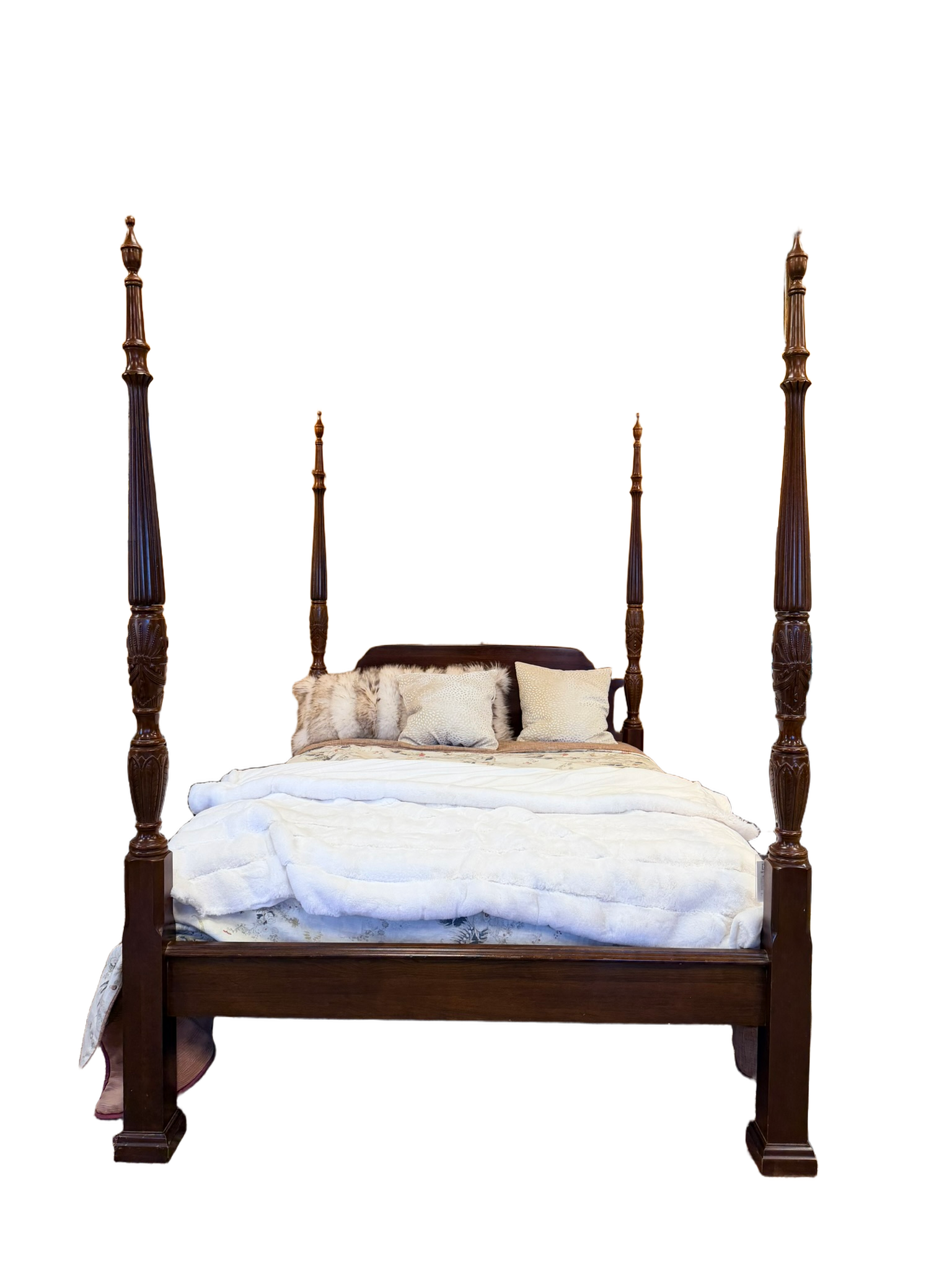 Antique Mahogany Queen Four Poster Bed - Consigned