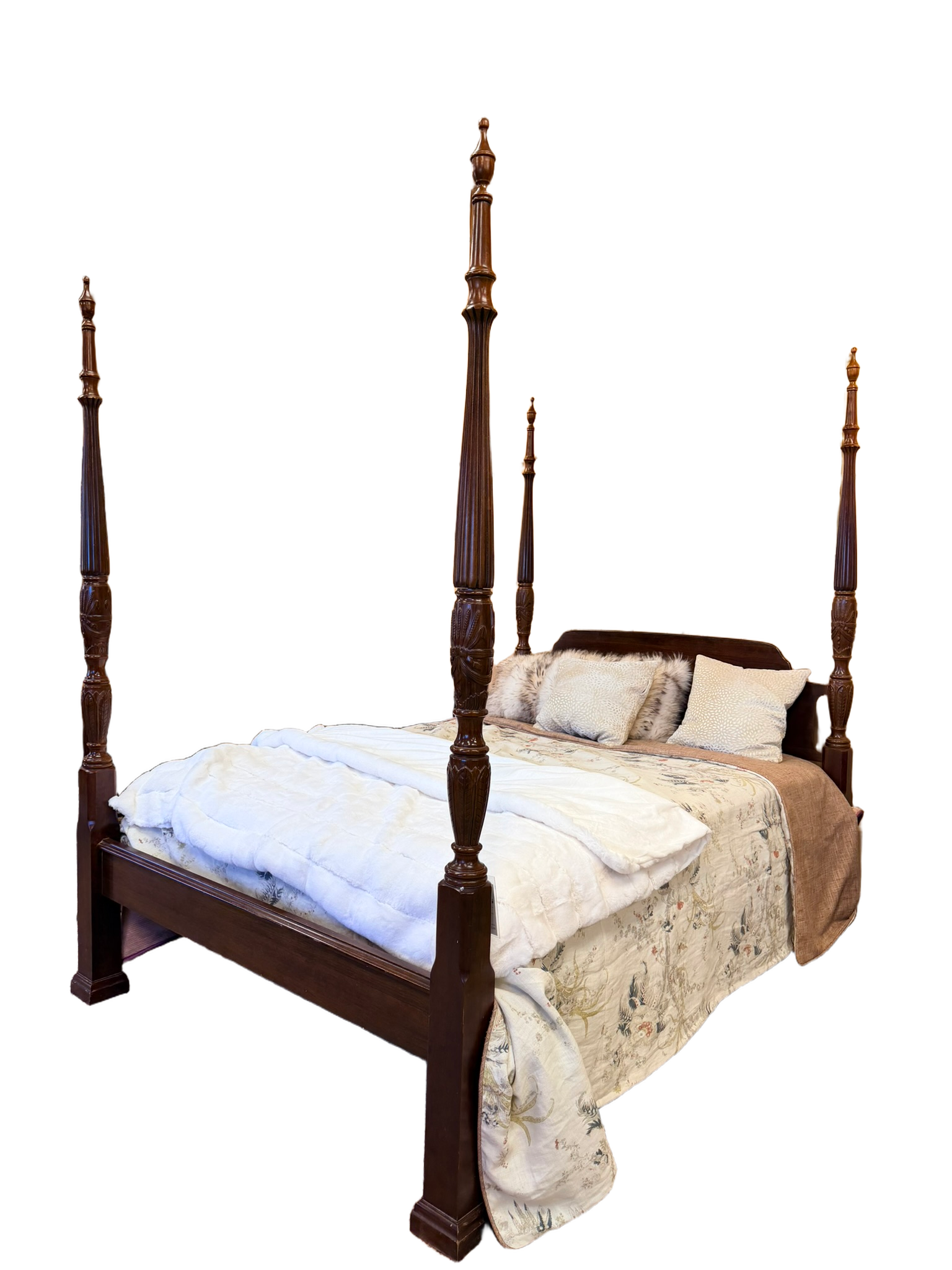 Antique Mahogany Queen Four Poster Bed - Consigned