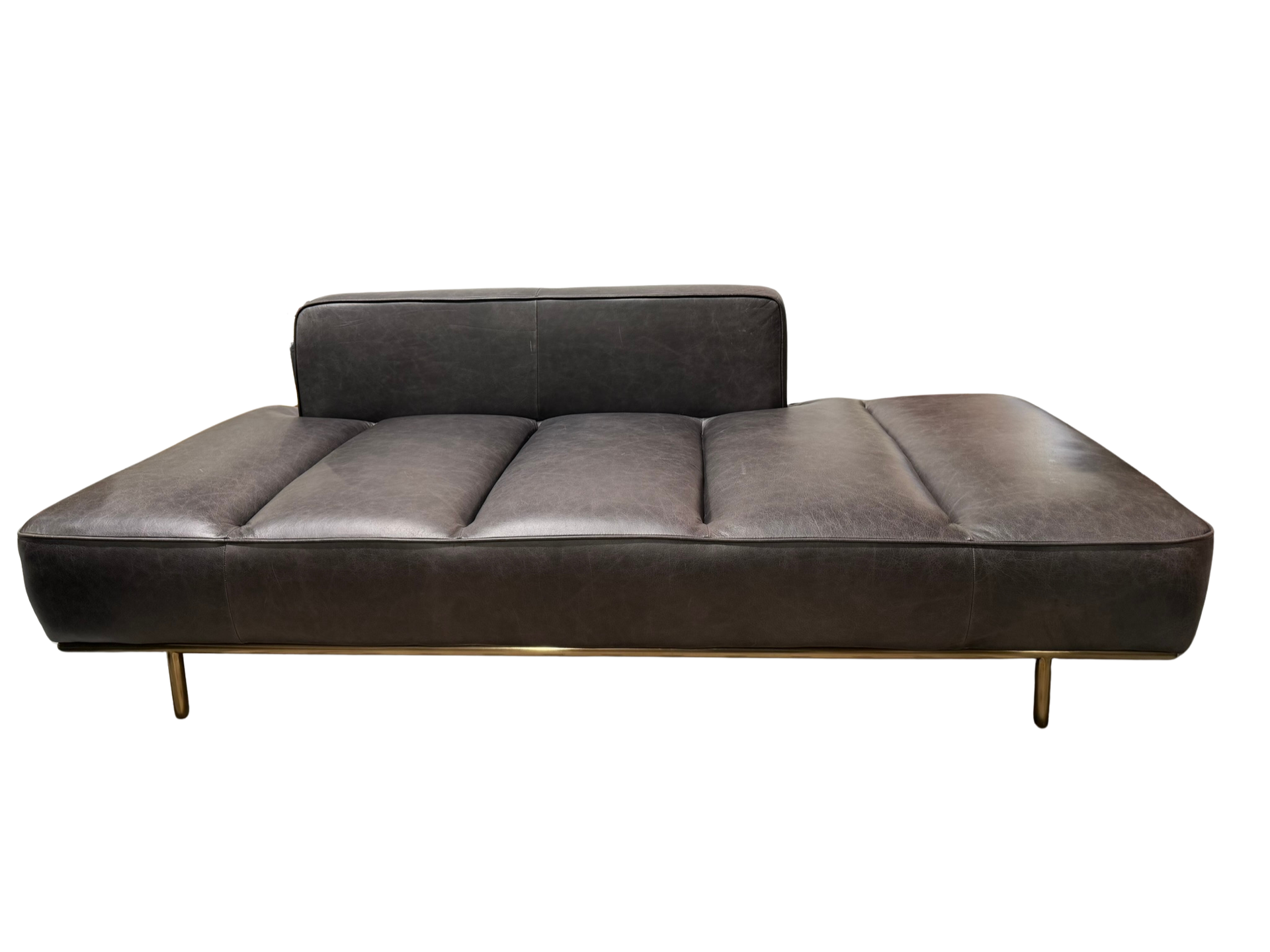 CB 2 Lawndale Dark Grey Leather Daybed with Brass Base