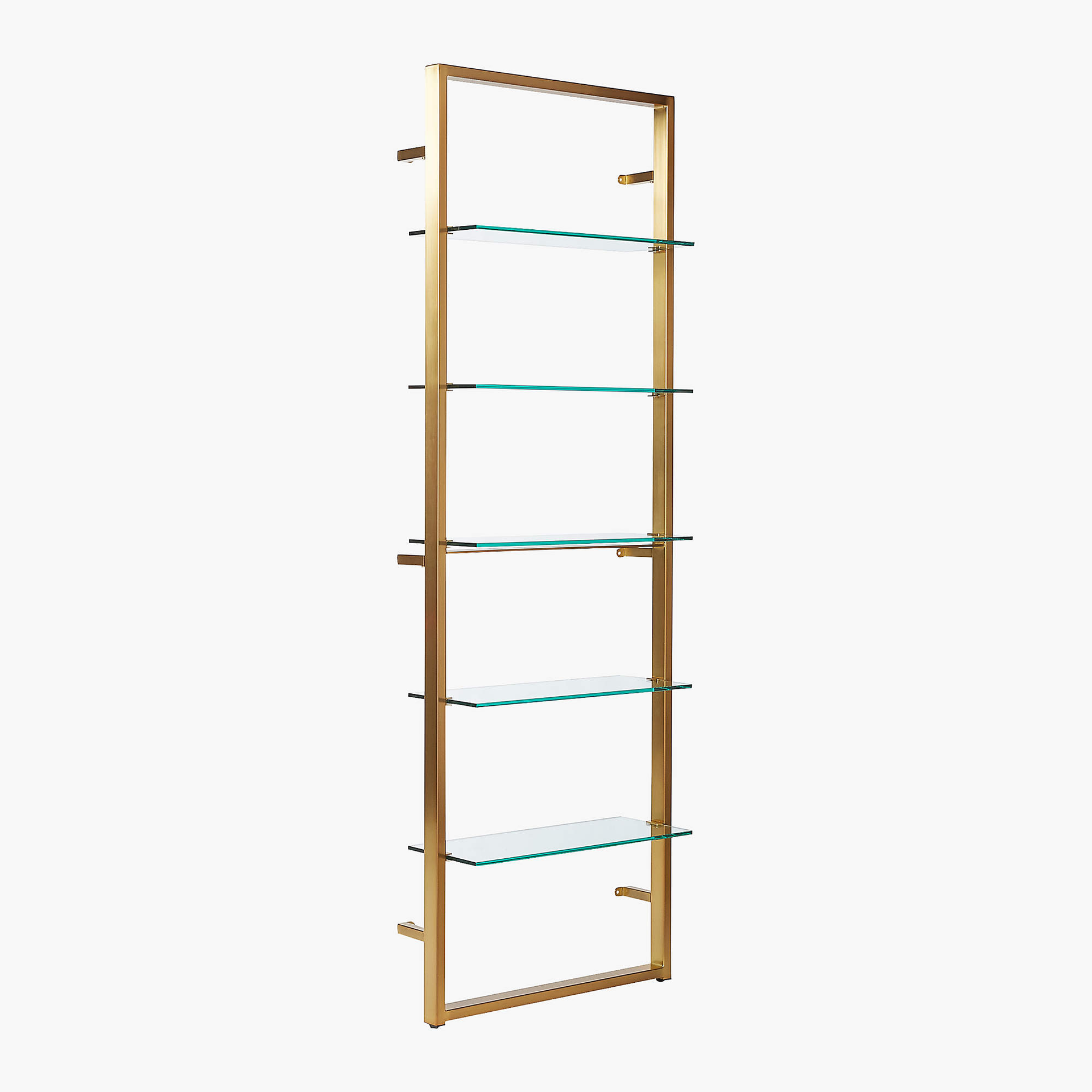 CB2 Pair Tesso Brushed Brass Bookcases