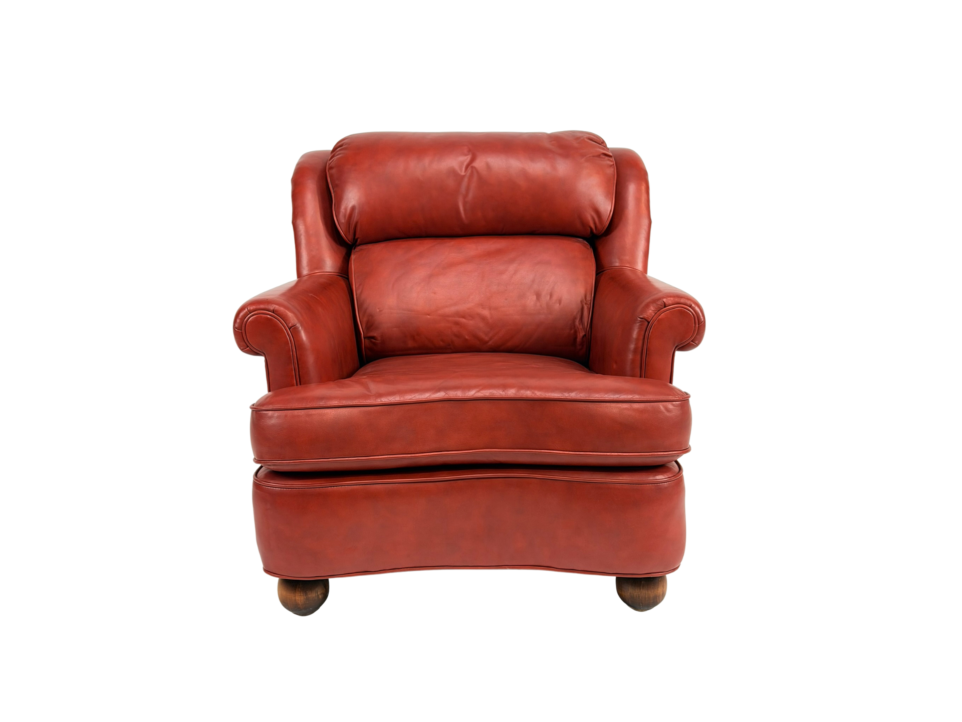 Classic Leather Tufted Red Top-Grain Armchair