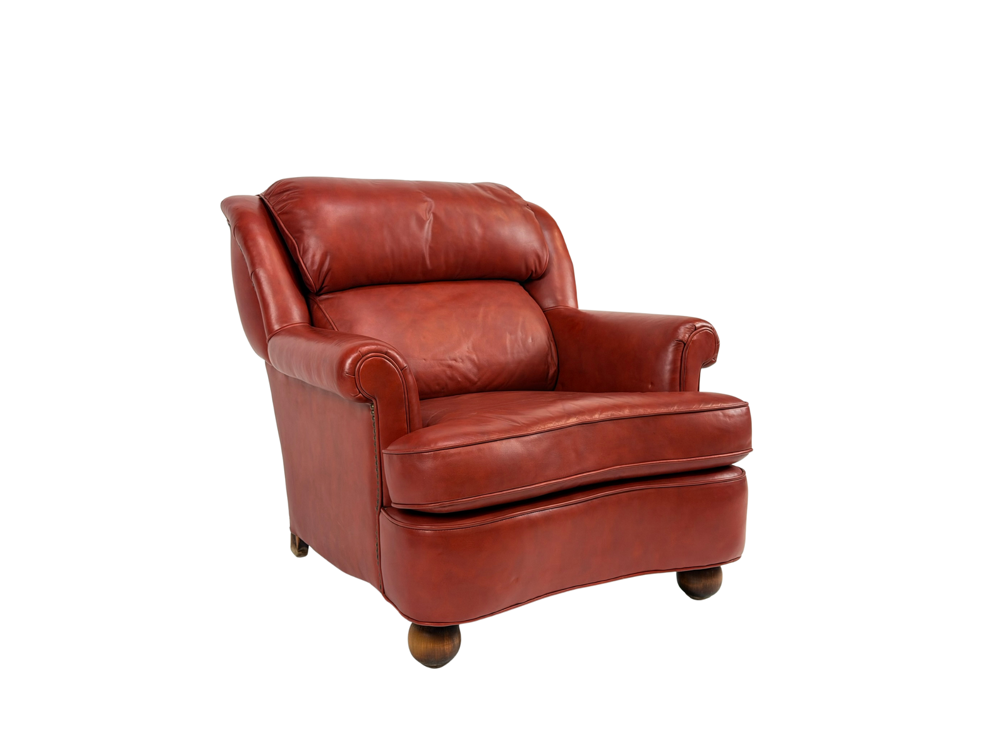 Classic Leather Tufted Red Top-Grain Armchair
