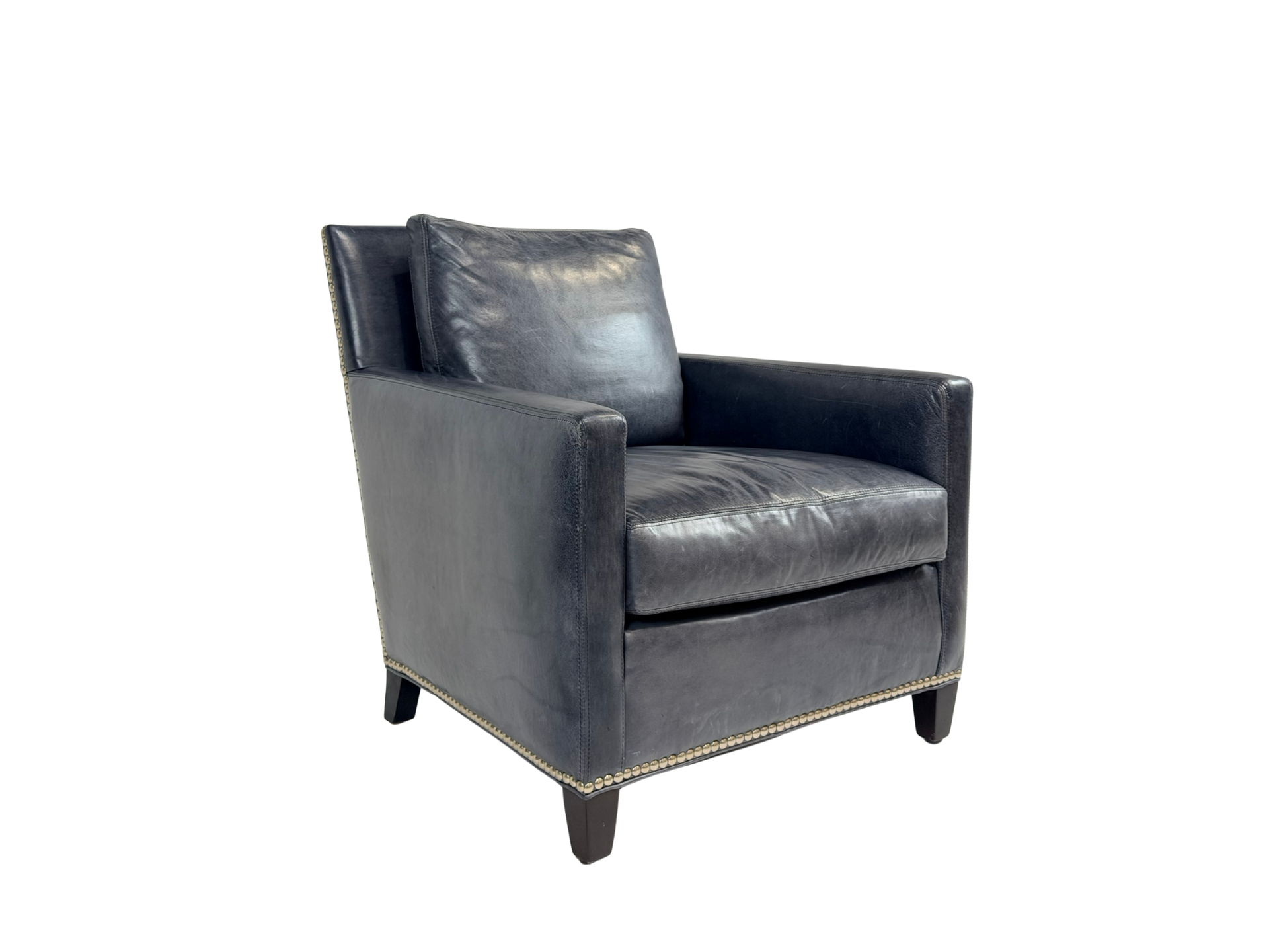 Lillian August Gray Leather Club Chair with Nailhead Detail
