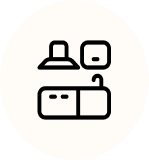 Kitchen icon: sink, cabinets, overhead vent, and wall-mounted cabinet.