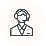 Customer service representative wearing a headset.