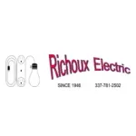 Logo for Richoux Electric, featuring a line drawing of an extension cord and lightbulb with the company name and phone.