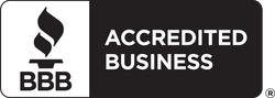 BBB Accredited Business logo, featuring the stylized BBB torch icon next to the text 